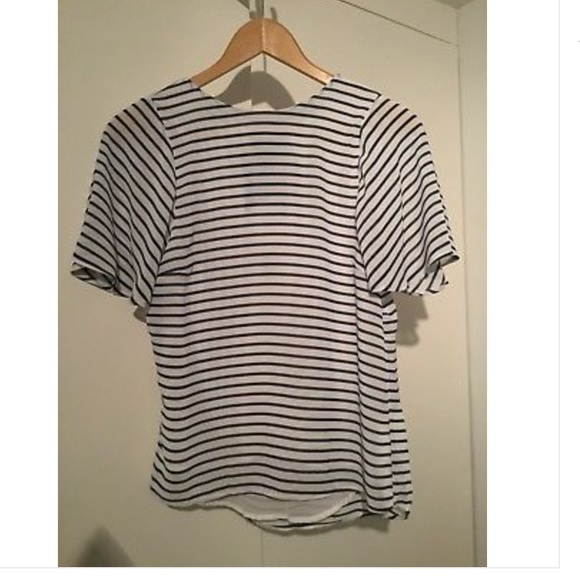 H&M navy blue and white striped blouse - Picture 2 of 2